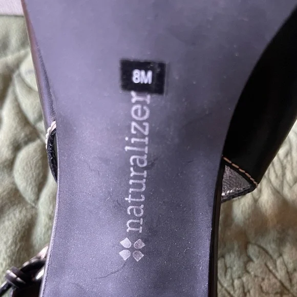 Naturalizer NWOT Black Slingback Sandals with Silver Buckle - Picture 10 of 12